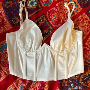 Chic White Satin Bustier Top